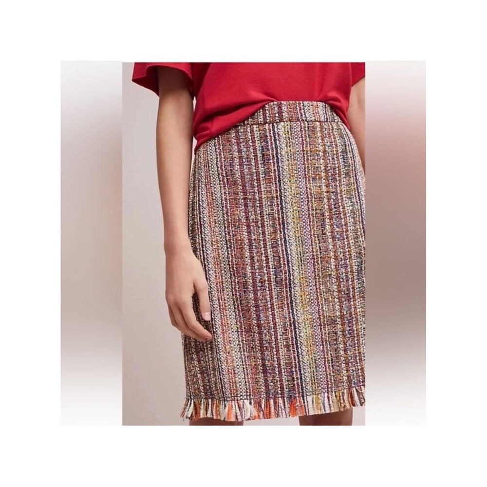 ANTHROPOLOGIE MAEVE Zaira Tweed Fringe A-Line Skirt Size 4